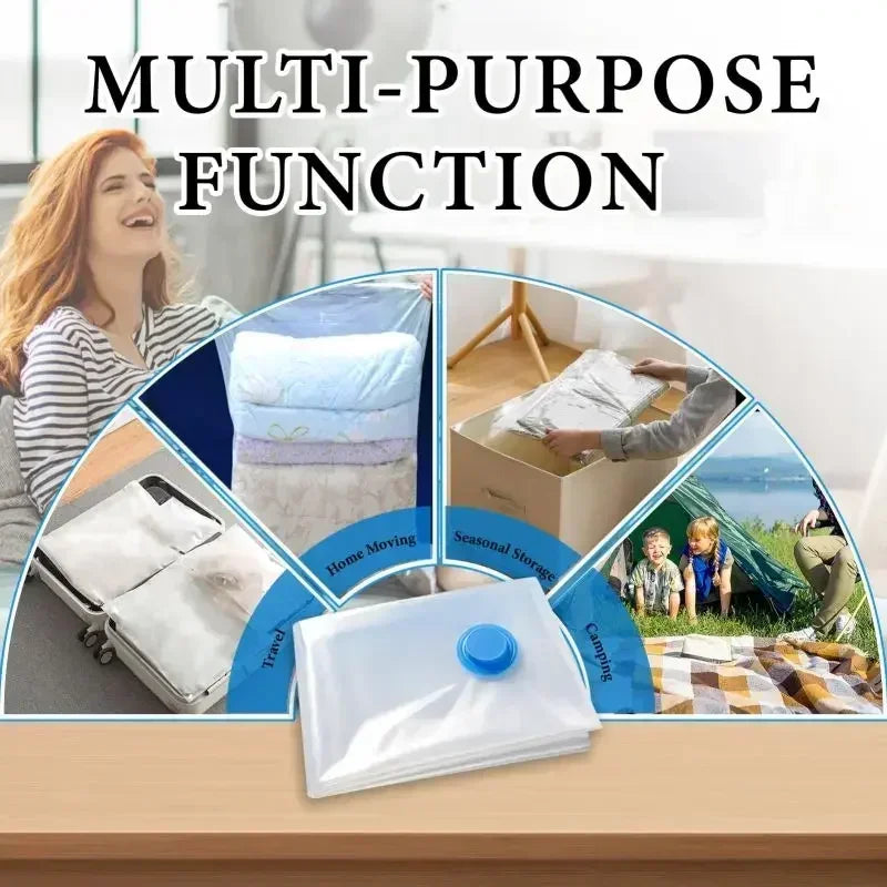 8PCS Vacuum Storage Bags - Space Saver Travel Storage with Hand-Pump