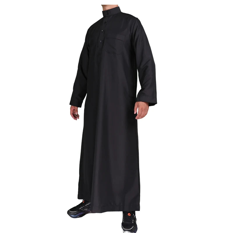 Men's Islamic Kaftan Thobe | Dubai Abaya Style Long Sleeve Prayer Dress