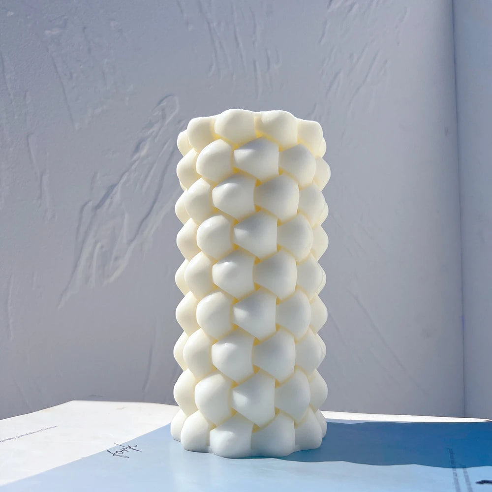 Geometric Pillar Candle Mold - Aesthetic Swirl Silicone Mold
