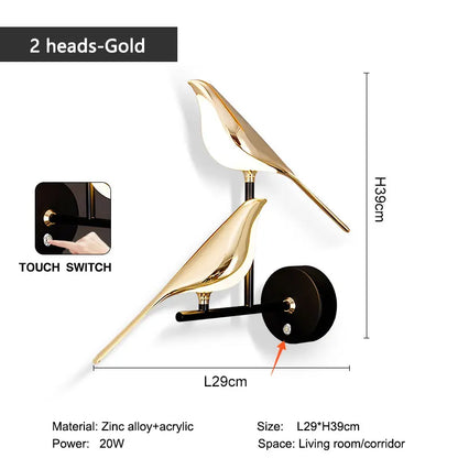 Creative Bird LED Wall Sconce with Touch Switch