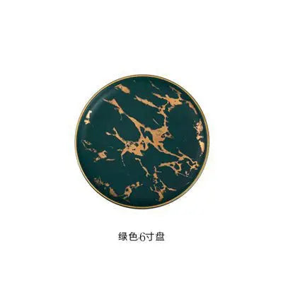 Nordic Marbled Gold Edge Ceramic Plate