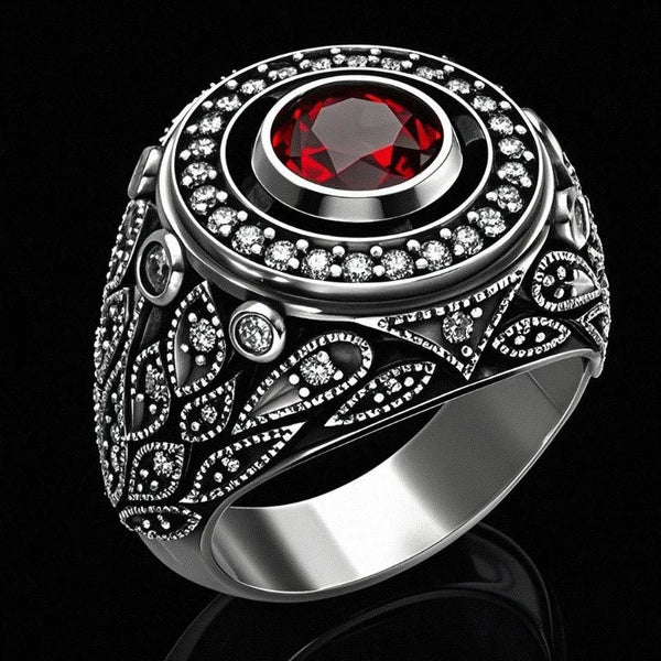 New Men S Ring Set With Ruby Atmosphere And Fashionable Zircon Mens