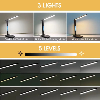LAOPAO 10W Wireless Charging LED Desk Lamp - Dimmable with Night Light