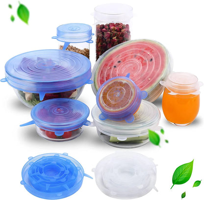 6Pcs Silicone Preservation Covers - Reusable Airtight Food Lids