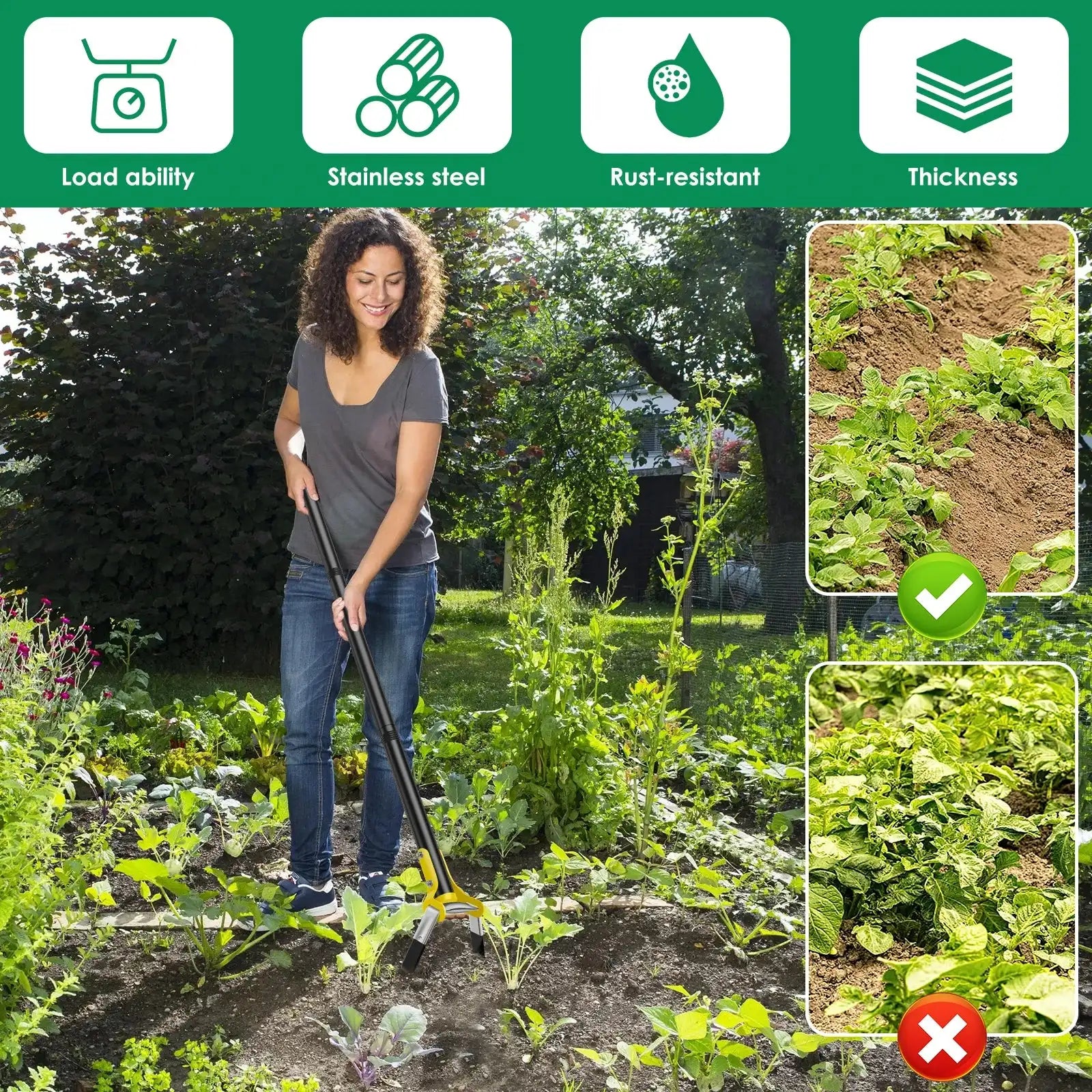 Ergonomic Long-Handle Weeding Hoe