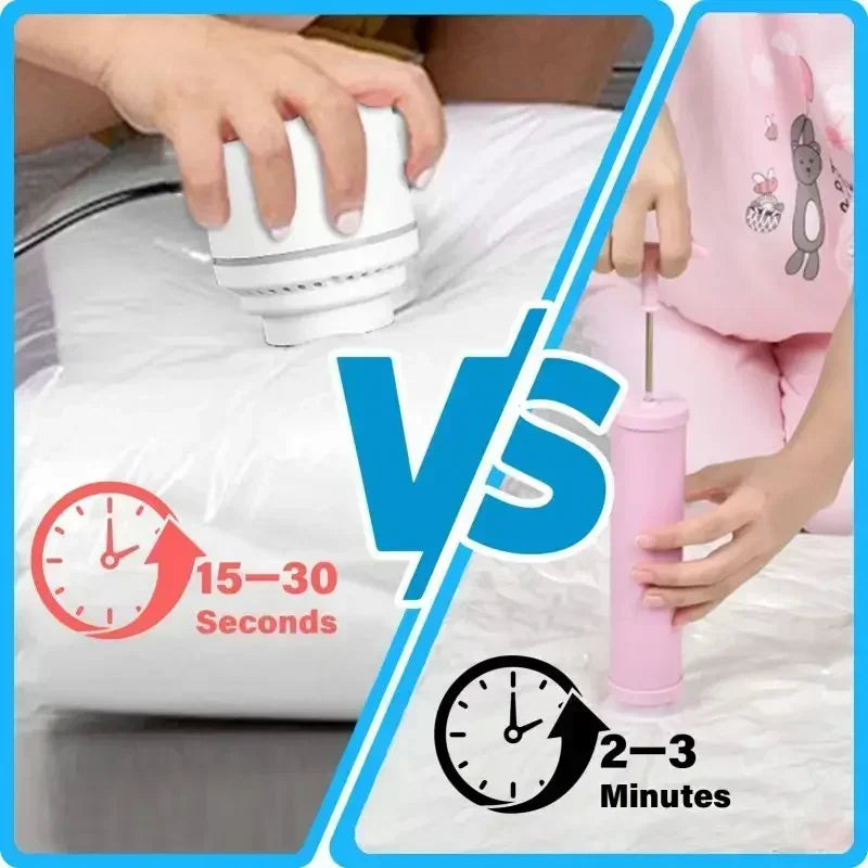 8PCS Vacuum Storage Bags - Space Saver Travel Storage with Hand-Pump