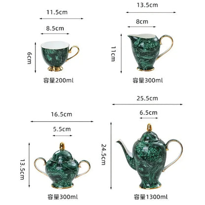 Green Gold Inlay Bone China Tea Set