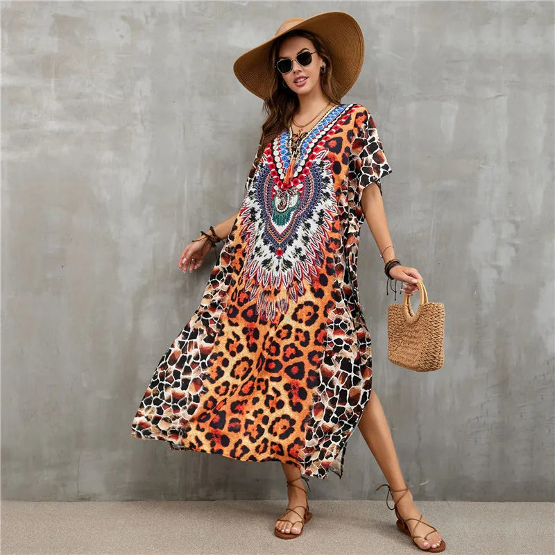 Women's Plus Size Kaftan Dress: Maxi Caftan Beach Cover Up & Summer Loungewear