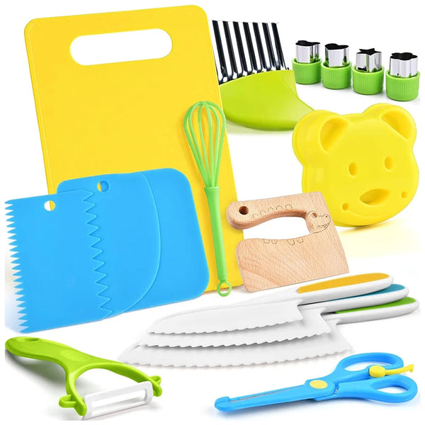 Kids Cooking Set Safe Kitchen Knives Cookie And Crinkle Cutters For