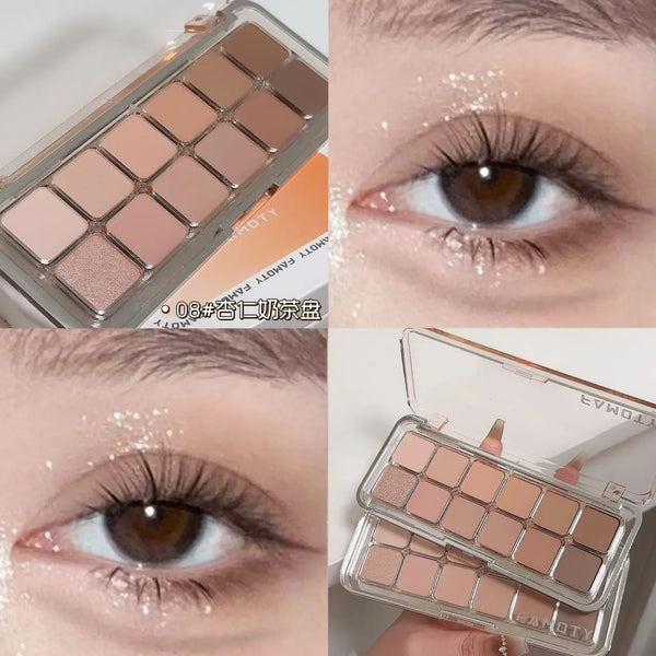12 Color Low Saturation Matte Eyeshadow Palette Tea Apricot Earth