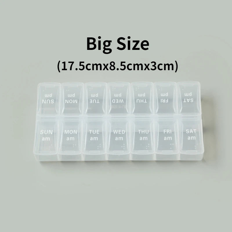 Weekly Portable Travel Pill Box - 7 Days Organizer with 14 Grids