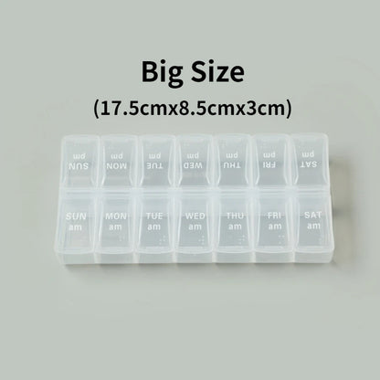 Weekly Portable Travel Pill Box - 7 Days Organizer with 14 Grids