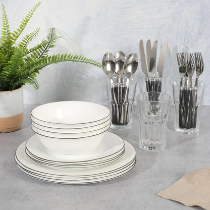 71-Piece Stainless Steel Silver Cookware & Dinner Set