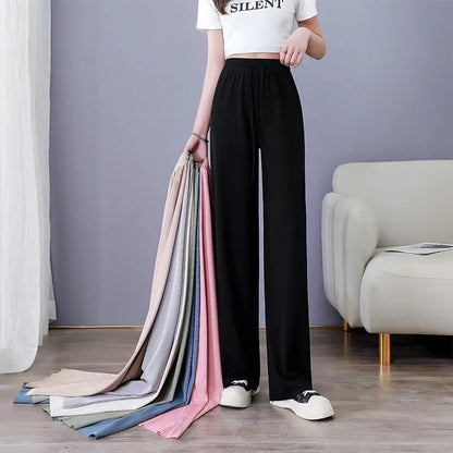 Women's Ice Silk Wide Leg Pants for Spring & Summer