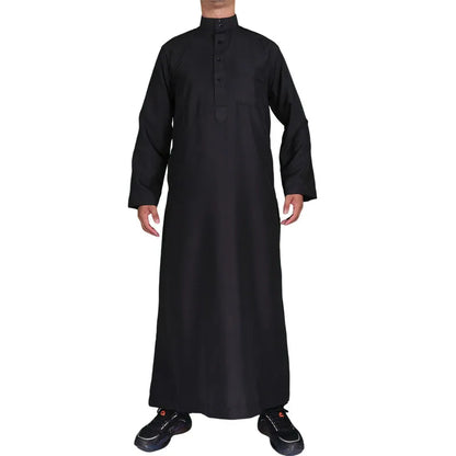 Men's Islamic Kaftan Thobe | Dubai Abaya Style Long Sleeve Prayer Dress