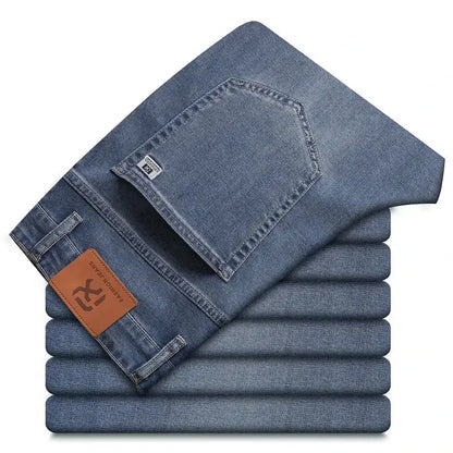 Men's Stretch Jeans - Slim Fit Denim Trousers in Blue