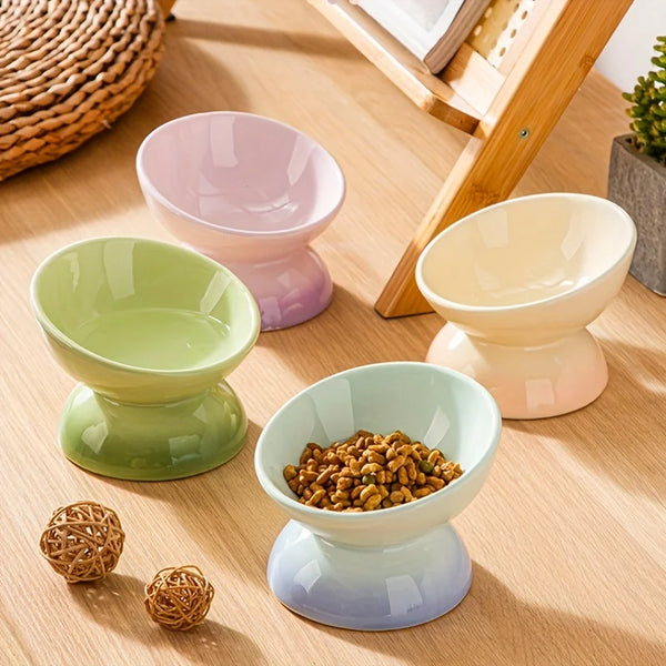 Ceramic Cat Bowl Pet Accessories Drink Water Bowl Diagonal High Feet