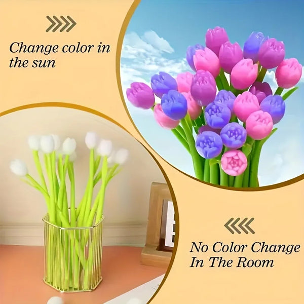 15pcs Color Changing Novelty Flower Pens School Office Supplies Fun
