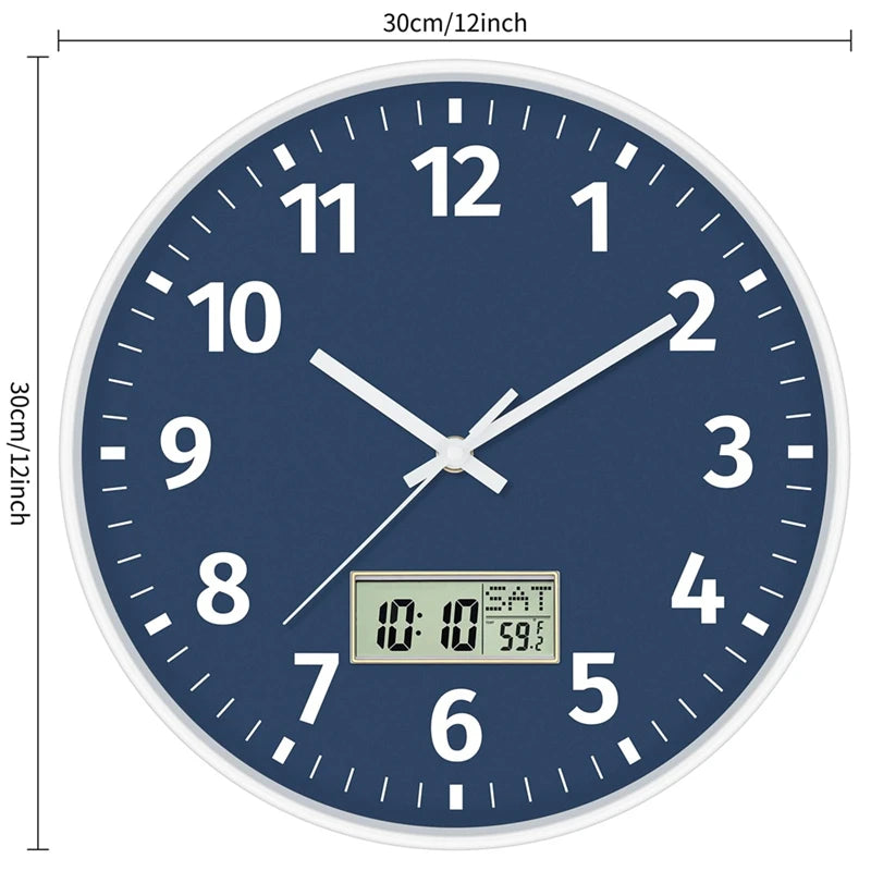 Digital Wall Clock - Time, Day, and Temperature Display