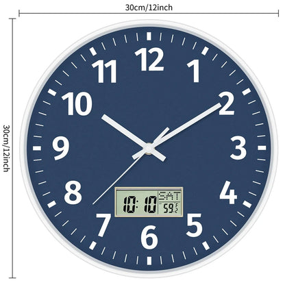 Digital Wall Clock - Time, Day, and Temperature Display