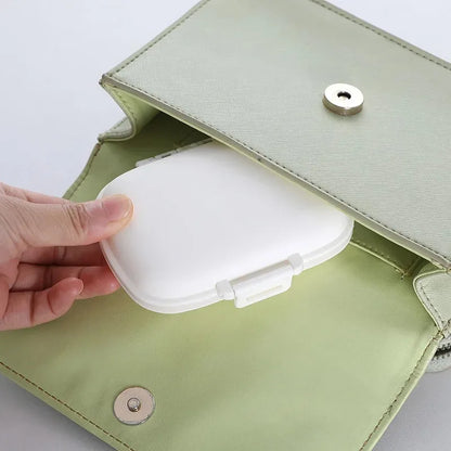 Mini Portable 8 Grids Pill Box - Wheat Sealed Medicine Organizer