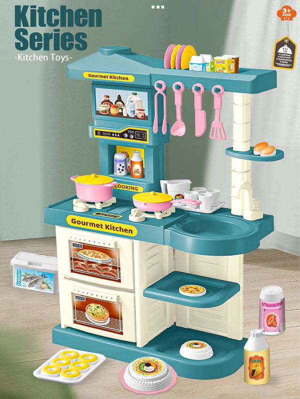 Kids Play Kitchen Accessories Playset Toys Kitchen Foods Pans Milk