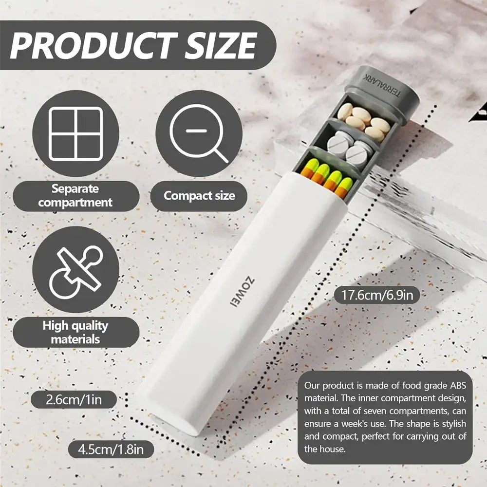 7-Day Pill Organizer Box - Travel-Friendly Medicine Dispenser