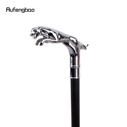 Bastón con empuñadura de leopardo plateada | Bastón decorativo