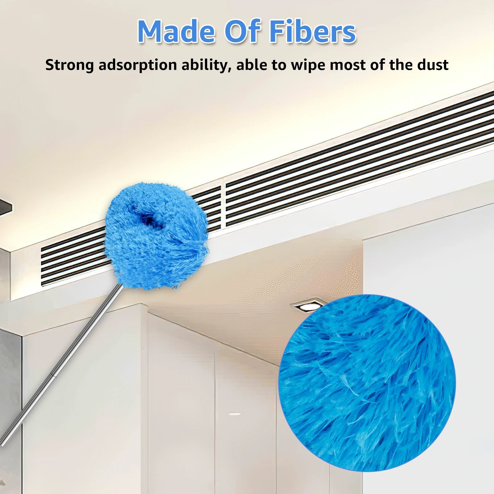 Ceiling Fan Cleaner Duster - 2 Detachable Dusting Heads with Extension Pole