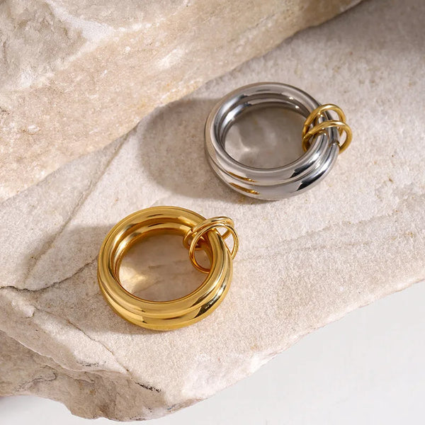 Geometric Ring Rings Fashionable Simple Multi Layer Ring Unique