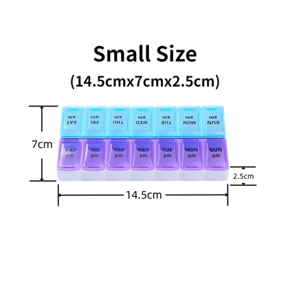 Weekly Portable Travel Pill Box - 7 Days Organizer with 14 Grids