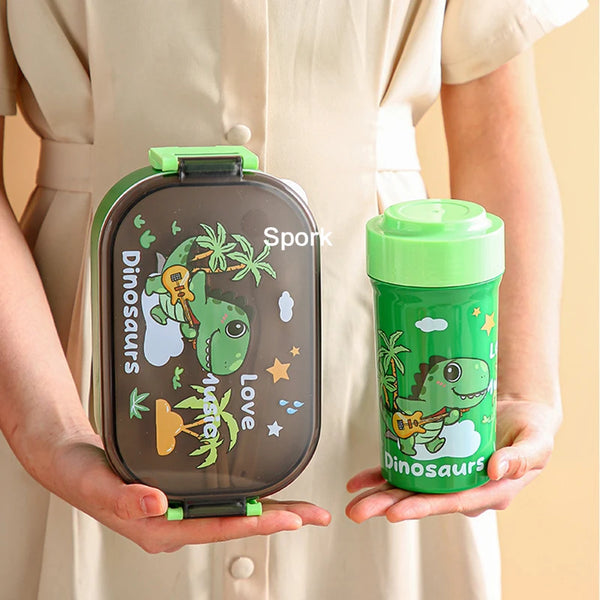 Lunch Box For School Kids Kindergarten With Water Bottle Dinosaur