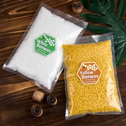 1LB Yellow & White Beeswax - Natural DIY Candle Making Supplies