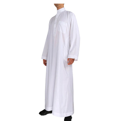 Men's Islamic Kaftan Thobe | Dubai Abaya Style Long Sleeve Prayer Dress