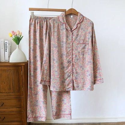 Viscose Long-Sleeved Trousers Ladies Pajamas Suit