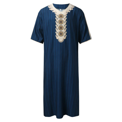 Men's Galabia Thobe - Solid Color Round Neck Robe