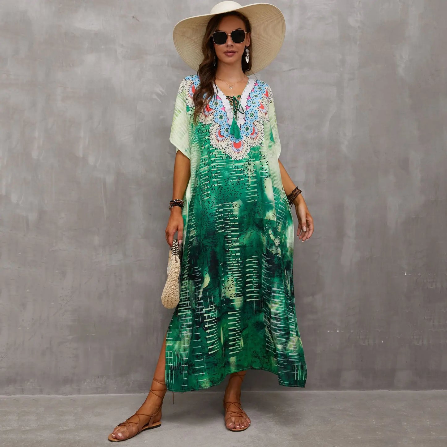Women's Plus Size Kaftan Dress: Maxi Caftan Beach Cover Up & Summer Loungewear
