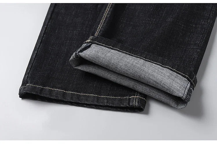 Men's Stretch Jeans - Slim Straight Fit Black & Blue Trousers