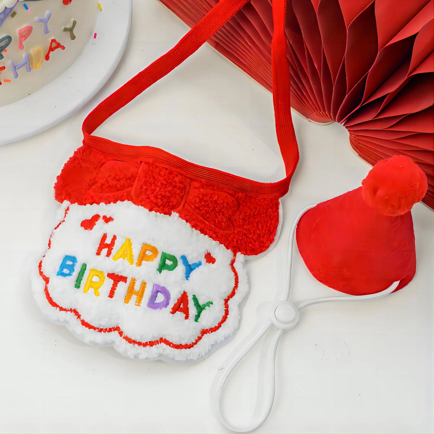 Cute Puppy Birthday Scarf & Hat Set – Perfect for Small Medium Pets