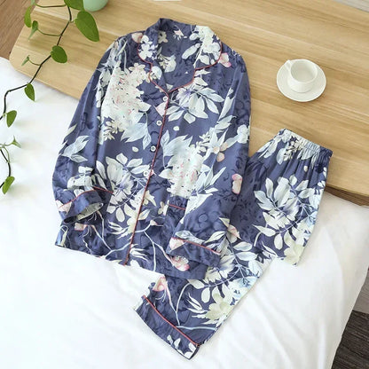 Viscose Long-Sleeved Trousers Ladies Pajamas Suit