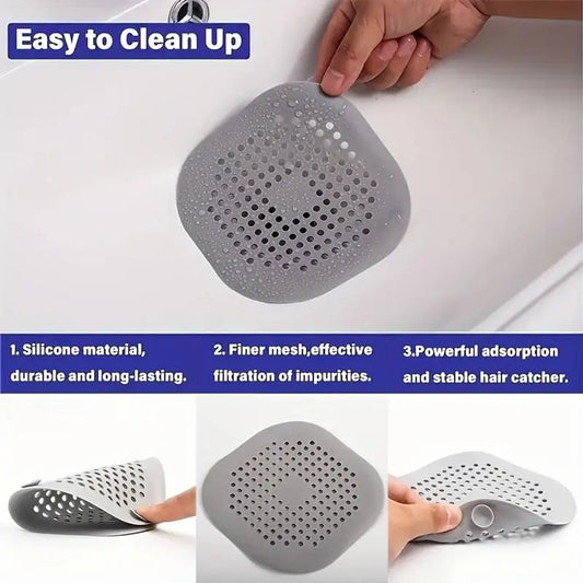 Anti-Clogging Drain Mat – Suction Cup Hair Filter for Kitchen & Bath