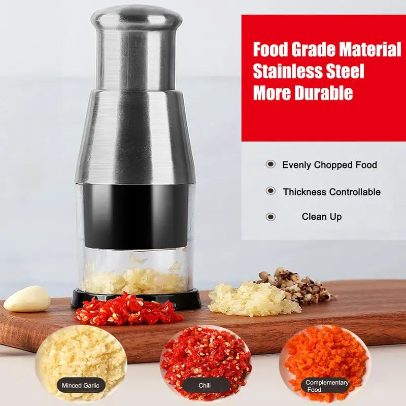 Manual Garlic & Onion Chopper – Handheld Vegetable Slicer