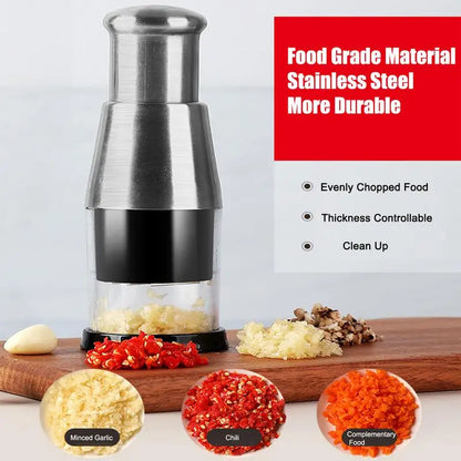 Manual Garlic & Onion Chopper – Handheld Vegetable Slicer