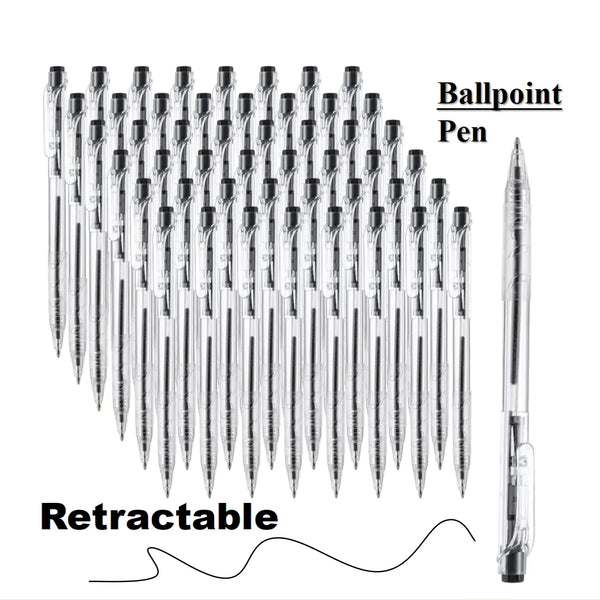 50pcs Retractable Ballpoint Pens Medium Point Marker Pens Ball Point