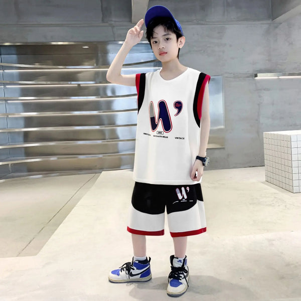 Large Kid Vest Shorts Basketball Jersey