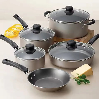 9-Piece Nonstick Cookware Set - Champagne, Lightweight & Durable