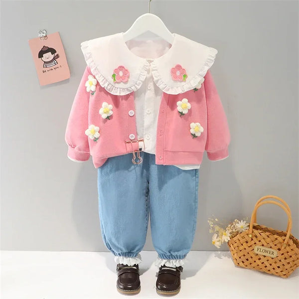 Children Clothing Sets Spring Autumn Baby Girls Coats Shirt Jeans