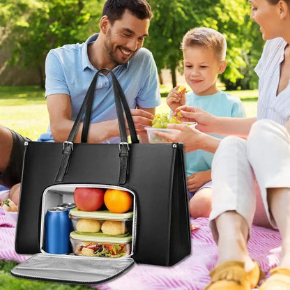 2-in-1 Laptop Tote with Insulated Lunch Compartment