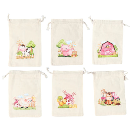 Burlap Bags Farm Animal Gift Drawstring Bags - Jute Pouches