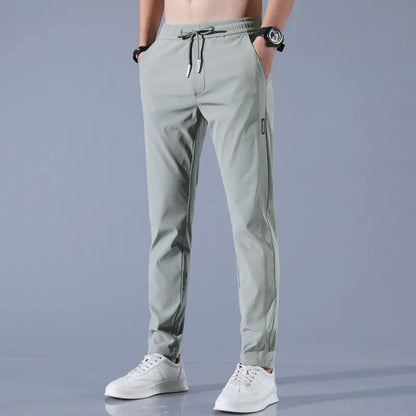 Spring Autumn Business Dress Pants - Elastic Waist Frosted Fabric